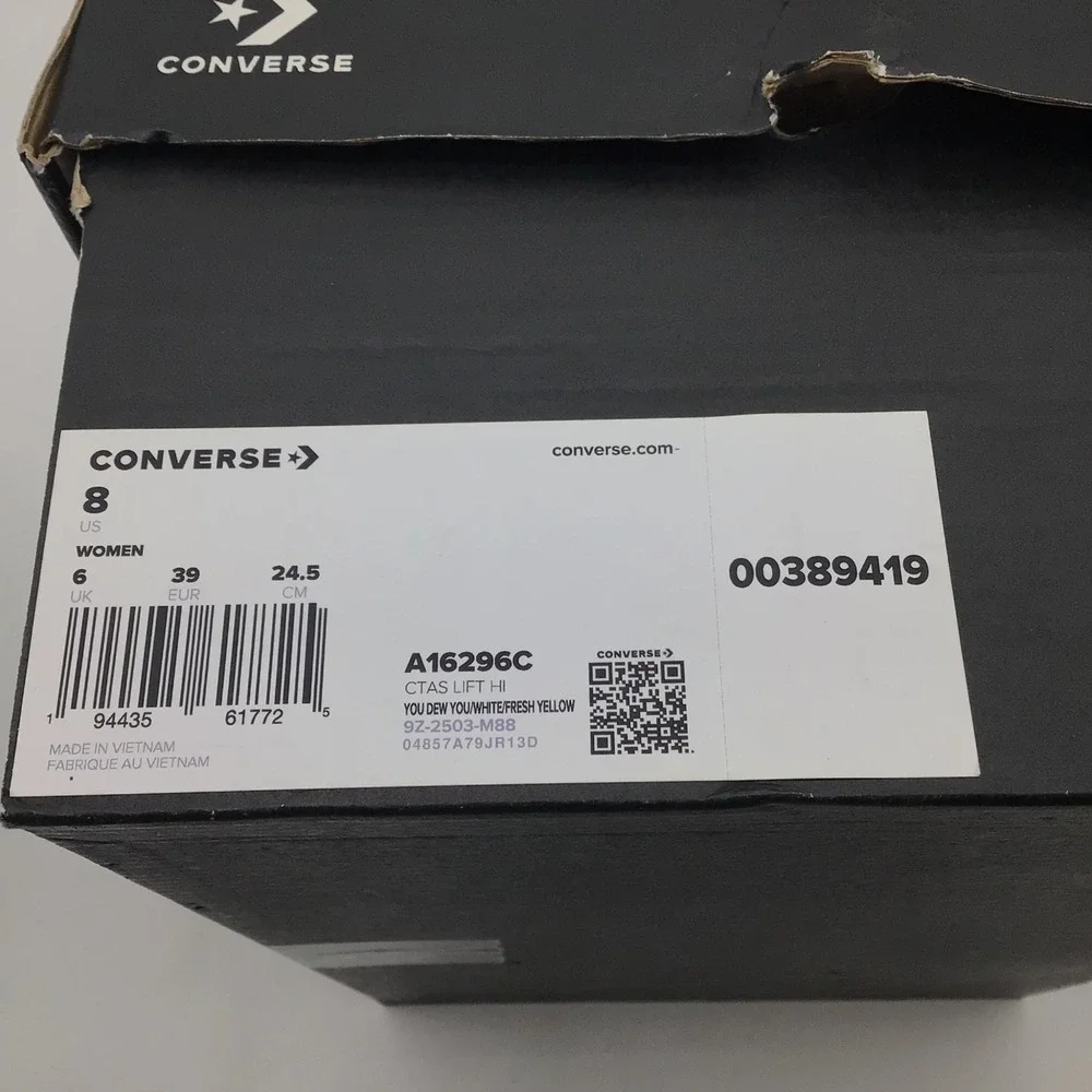 Converse CTAS Lift Hi Sunflower Smiles Blue Platform Sneakers A16296C Size 8 NEW